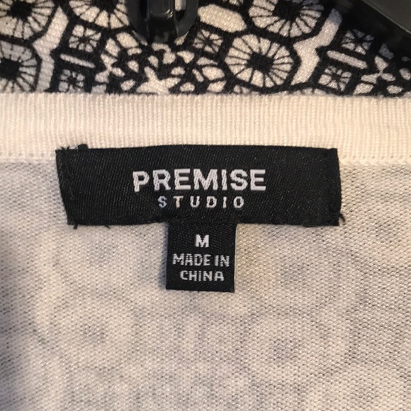 Premise Studio Black And Cream Geometric Button Front Cardigan. EUC - Picture 2 of 4